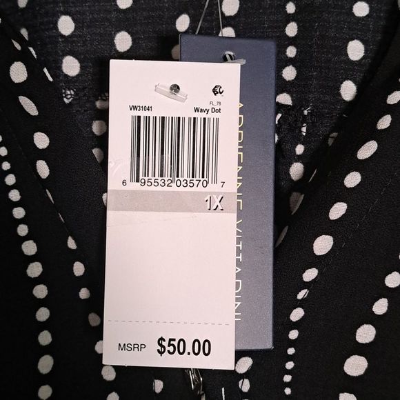 Adrienne Vittadini Striped Tie-Front Blouse Top 1X - Picture 8 of 10